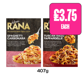 La Famiglia Rana SPaghetti Carbonara, Tuscan Ragu Pappardelle - Now Only £3.75 at Budgens