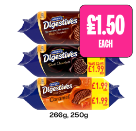 McVities Digestives Milk Chocolate, Dark, Caramel - Now Only £1.50 at Budgens