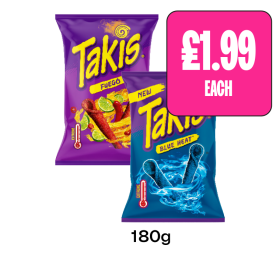 Takis Fuego, Blue Heat - Now Only £1.99 at Budgens