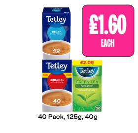 Tetley Original, Decaf, Green Tea - Now Only £1.60 at Budgens