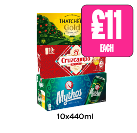 Thatchers Gold, Cruzcampo, Mythos - Now Only £11 at Budgens