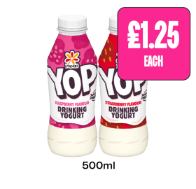 YOP Drinking Yoghurt Raspberry, Strawberry - Now Only £1.25 at Budgens