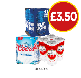 Bud Light, Coors, Amstel - Now Only £3.50 at Budgens