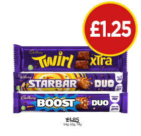 Cadbury Duo Twirl, Starbar, Boost - Now Only £1.25 at Budgens
