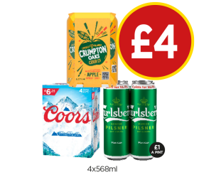 Crumpton Oaks, Coors, Carlsberg - Now Only £4 at Budgens