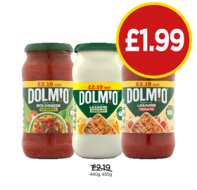 Dolmio Bolognese, Lasagna Creamy, Tomato - Now Only £1.99 at Budgens
