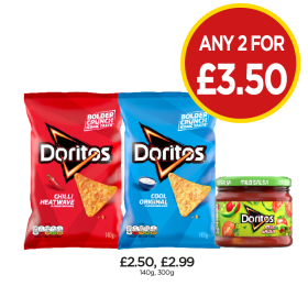 Doritos Chilli Heatwave, Cool Original - Any 2 for £3.50 at Budgens