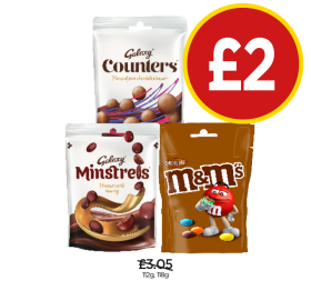 Galaxy Counters, Minstrels, M&M's Chocolate - Now Only £2 at Budgens