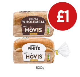 Hovis Smiple White, Wholemeal - Now Only £1 at Budgens