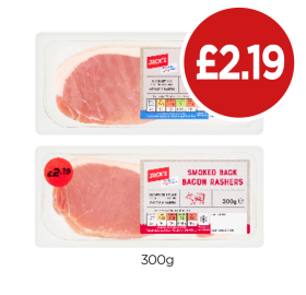 Jack's Back Bacon Rashers Smoked, Unsmoked - Now Only £2.19 at Budgens