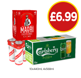 Madri, Red Stripe, Carlsberg - Now Only £6.99 at Budgens