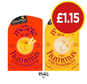 Unearthed Mezete To Go Classic Hummus, Roasted Red Pepper - Now Only £1.15 at Budgens