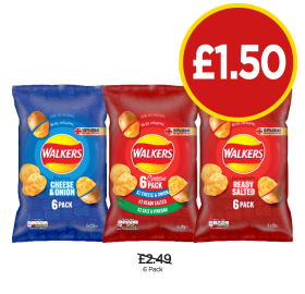 Walkers Cheese & Onion, Ready Salted, Classic Variety Pack - Now Only £1.50 at Budgens