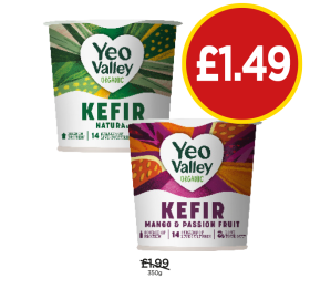 Yeo Valley Organic Kefir Natural, Mango & Passion Fruit - Now Only £1.49 at Budgens