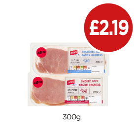 Jack's Back Bacon Rashers Smoked, Unsmoked - Now Only £2.19 at Budgens