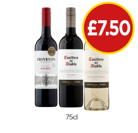 Trivento Malbec, Casillero Del Diablo Malbec, Sauvignon Blanc - Now Only £7.50 at Budgens