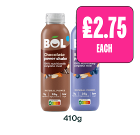 Bol Chocolate Power Shake, Blueberry Power Shake - Now Only £2.75 at Budgens