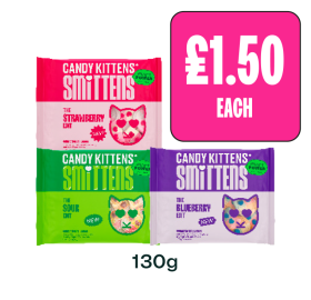 Candy Kittens Smittens Strawberry, Sour, Blueberry - Now Only £1.50 at Budgens