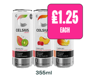 Celsius Sparkling Kiwi Guava, Raspberry & Peach, Mango Lemonade - Now Only £1.25 at Budgens