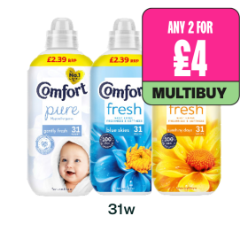 Comfort Pure, Fresh Blue Skies, Sunshiny Days — Any 2 for £4