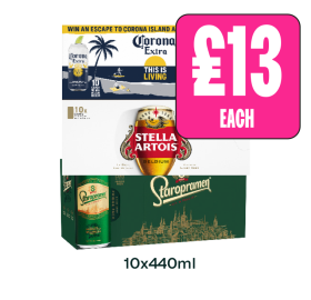 Corona, Stella Artois, Staropramen — Now Only £13