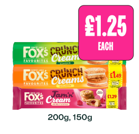 Fox's Crunch Creams Ginger, Golden, Jam 'N' Cream - Now Only £1.25 at Budgens