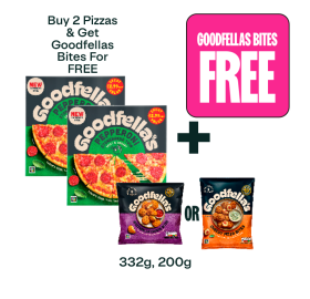 Goodfella's Pizza Pepperoni, Mozzarella Cheese Bites, Cheesy Pizza Bites - Buy 2 Pizzas & Get Goodfellas Bites for FREE at Budgens