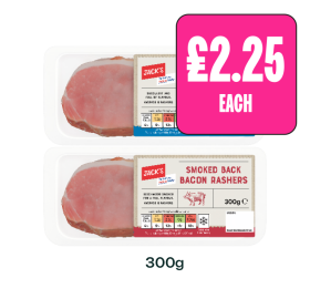 Jack's Back Bacon Rashers Smoked, Unsmoked - Now Only £2.25 at Budgens