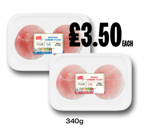 Jack's Gammon Steaks Unsmoked, Smoked - Now Only £3.50 at Budgens