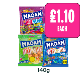 Maoam Joystixx, Pinballs, Blue - Now Only £1.10 at Budgens