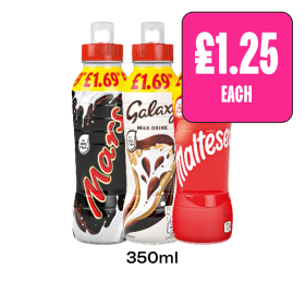 Milkshakes Mars, Galaxy, Maltesers - Now Only £1.25 at Budgens