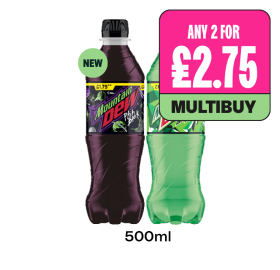 Mountain Dew Pitch Black, Citrus Blast - Any 2 for £2.75 at Budgens