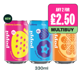 Poppi Strawberry Lemon, Wild Berry, Orange Soda - Any 2 for £2.50 at Budgens