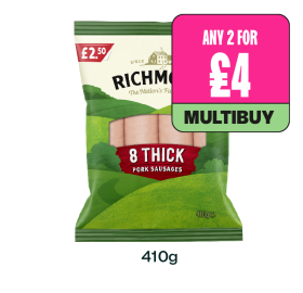 Richmond Sausages - Any 2 for £4 at Budgens
