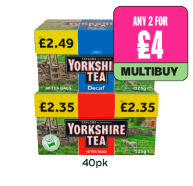 Yorkshire Tea, Decaf - Any 2 for £4 at Budgens