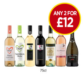 I Heart Wines Blush Pinot Grigio, Sauvignon Blanc, Hardy's Bin 161 Chardonnay, Shiraz, Chardonnay Semillon, Isla Negra, Canti Asti - Any 2 for £12 at Budgens