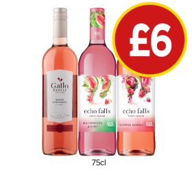 Gallo Family White Zinfandel, Echo Falls Watermelon & Kiwi, Summer Berries - Now Only £6 at Budgens