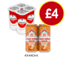 Amstel Bier, Cruzcampo Orange - Now Only £4 at Budgens