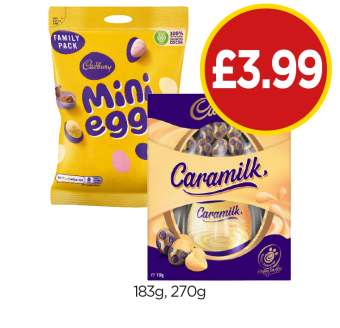 Cadbury Mini Eggs, Caramilk Easter Egg - Now Only £3.99 each at Budgens