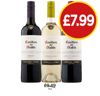 Casillero Del Diablo Merlot, Sauvignon Blanc, Cabernet Sauvignon - Now Only £7.99 each at Budgens