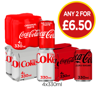 Coca Cola Original, Zero, Diet Coke - Any 2 for £6.50 at Budgens