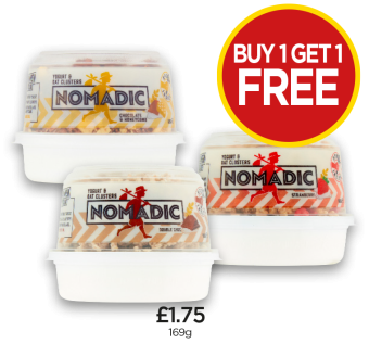 Nomadic Yoghurt & Oast Clusters Chocolate & Honeycomb, Strawberry, Double Choc - Buy 1 Get 1 FREE at Budgens