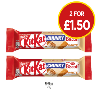 KitKat Chunky Biscoff White - 2 For £1.50 at Budgens