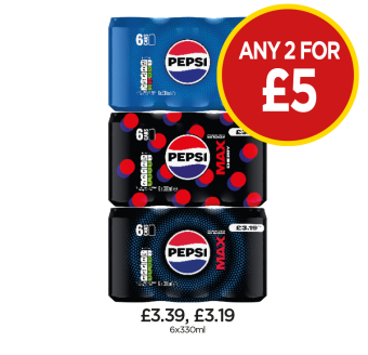 Pepsi, Max, Cherry Max - Any 2 for £5 at Budgens