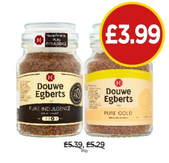 Douwe Egberts Pure Gold, Pure Indulgence - Now Only £3.99 each at Budgens