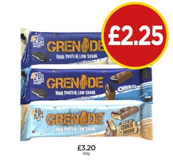 Grenade Oreo, White, Cookie Dough - Now Only £2.25 at Budgens