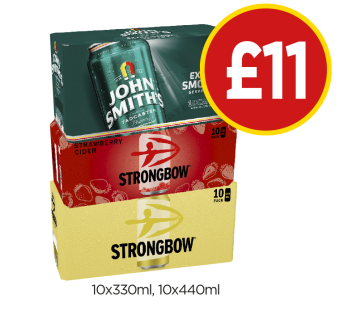 John Smiths, Strongbow, Strawberry - Now Only £11 at Budgens