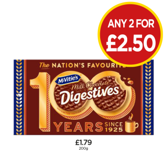 McVities Milk Chocolate Digestives - Any 2 for £2.50 at Budgens