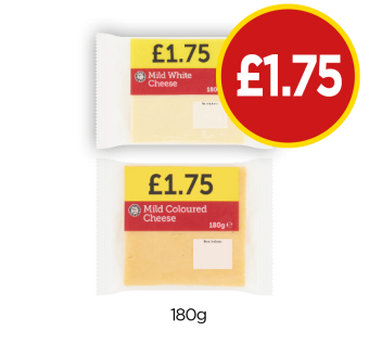 Mild White Cheese, Mild Coloured Cheese - Now Only £1.75 at Budgens