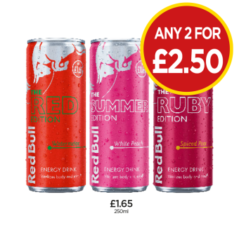 Red Bull Red Edition, Summer, Ruby - Any 2 for £2.50 at Budgens